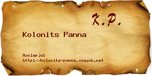 Kolonits Panna névjegykártya